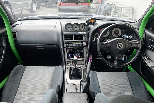 Interior of WIDEBODY ER34 SKYLINE 25GT TURBO.