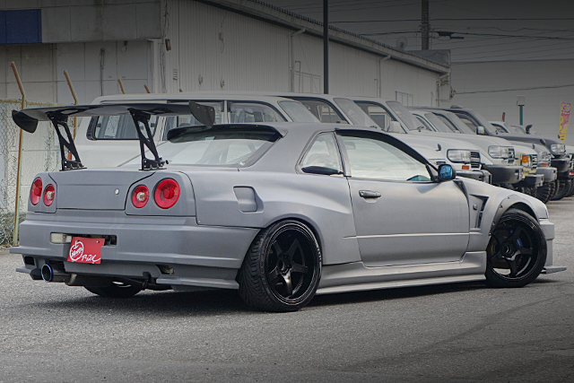 Rear exterior of WIDEBODY ER34 SKYLINE 25GT TURBO.