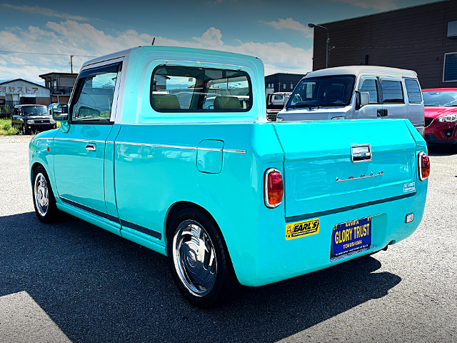 Rear exterior of HE21S ALTO LAPIN to PICKUP TRUCK CONVERSION.