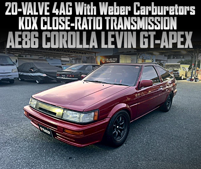 20-VALVE 4AG With Weber Carburetors and KDX CLOSE-RATIO TRANSMISSION, in the AE86 COROLLA LEVIN GT-APEX.