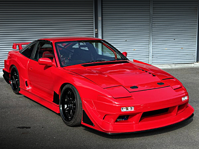 Front exterior of GP-SPORTS G-SONIC EVOLUTION WIDEBODY 180SX.