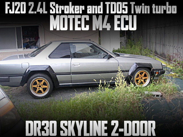 ITB's on FJ20 2.4L Stroker and TD05 Twin turbo, MOTEC M4 ECU, in the DR30 SKYLINE 2-DOOR.