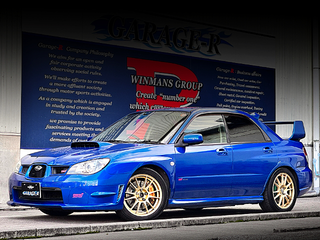 Front exterior of GDB SUBARU IMPREZA WRX STI.
