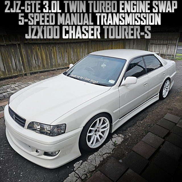 2JZ-GTE TWIN TURBO ENGINE SWAP, 5-SPEED MANUAL TRANSMISSION, in the JZX100 CHASER TOURER-S.