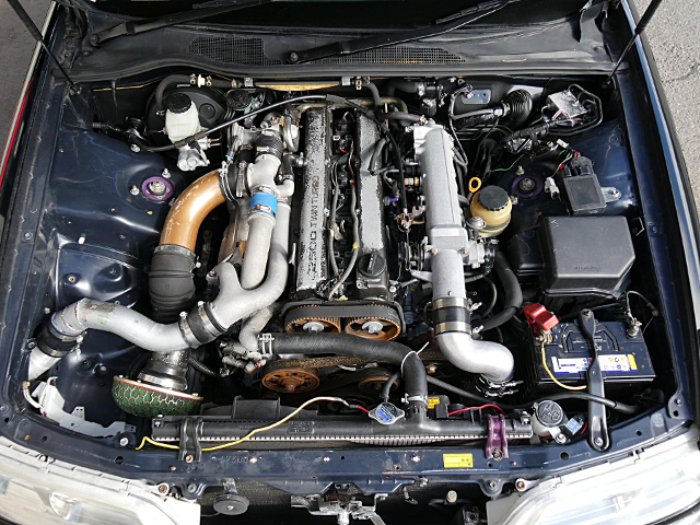 1JZ-GTE 2500cc twin turbo engine.
