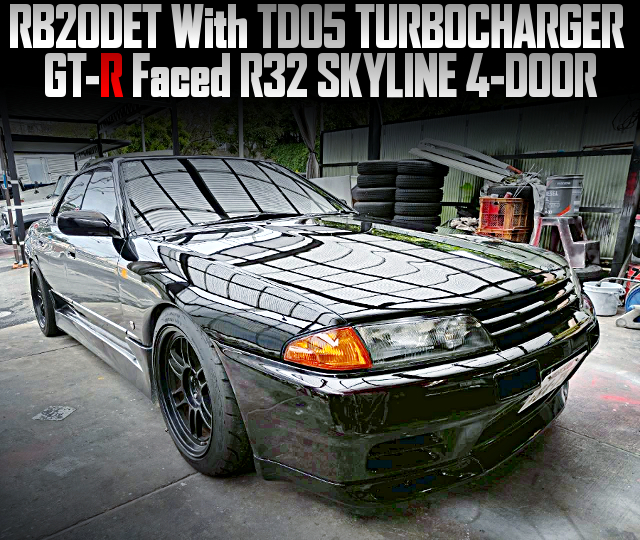 RB20DET With TD05 TURBOCHARGER, in the GT-R Faced R32 SKYLINE 4-DOOR.