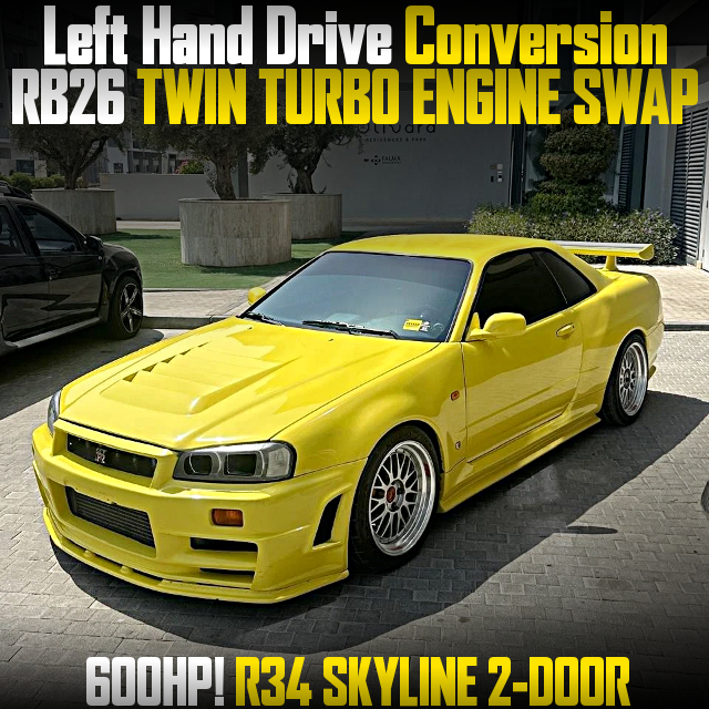 Left Hand Drive Conversion, RB26 TWIN TURBO ENGINE SWAP, in the R34 SKYLINE 2-DOOR.