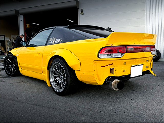 Rear exterior of ROCKET BUNNY WIDEBODY 180SX.