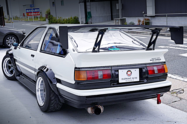 Rear exterior of CBY WIDEBODY AE86 LEVIN GTV.
