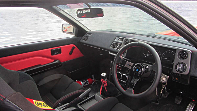 Interior of RK FACTORY DEMO CAR AE86 SPRINTER TRUENO GTV.