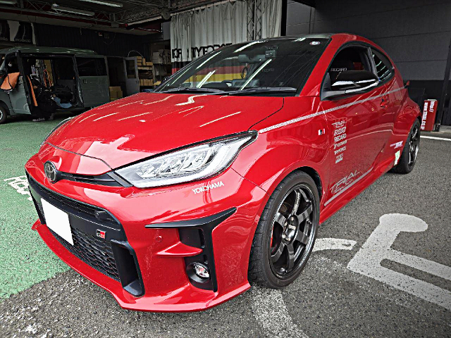 Front exterior of TRIAL DEMO CAR GXPA16 GR YARIS FIRST EDITION.