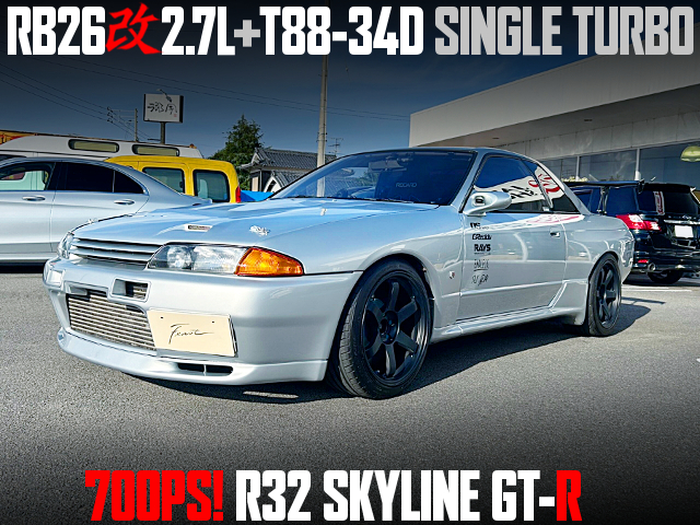 RB26 2.7L STROKER and T88-34D SINGLE TURBO at 700PS in the R32 SKYLINE GT-R.