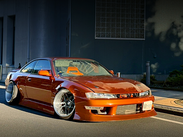 Front exterior of S14 NISSAN SILVIA K'S With WIDEBODY and 326POWER RIMS.