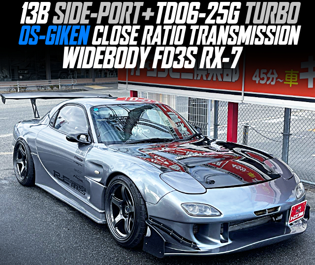 13B SIDE-PORT With TD06-25G TURBO and OS-GIKEN CLOSE RATIO TRANSMISSION, in the WIDEBODY FD3S RX-7.