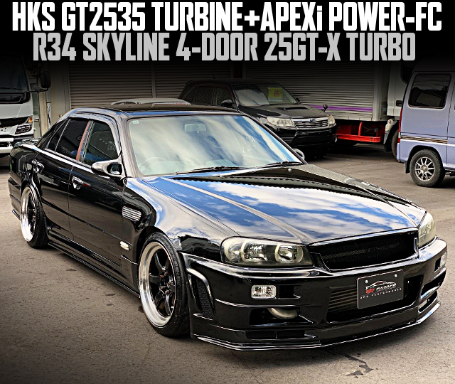 HKS GT2535 TURBINE and APEXi POWER-FC in the R34 SKYLINE 4-DOOR 25GT-X TURBO of 5MT.