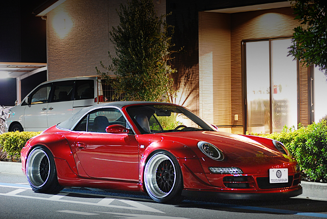 Front exterior of RWB WIDEBODY Porsche 997 Cabriolet Carrera 4 Tiptronic S.
