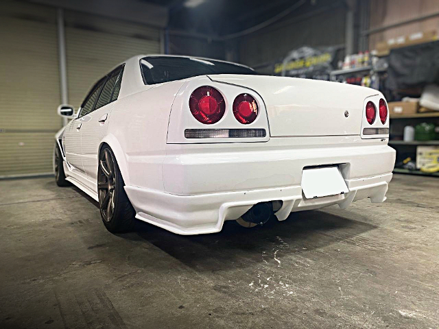 Rear exterior of R34 SKYLINE 4-DOOR GT.