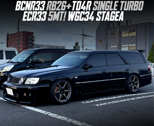 BCNR33 RB26 With TO4R SINGLE TURBO, in the WGC34 STAGEA of ECR33 5MT.