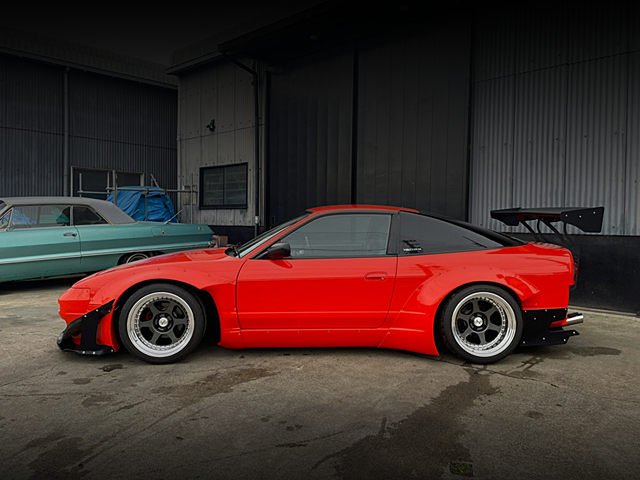 Side exterior of ROCKET BUNNY WIDEBODY 180SX.