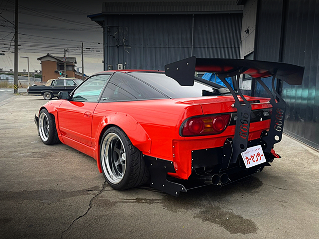 Rear exterior of ROCKET BUNNY WIDEBODY 180SX.