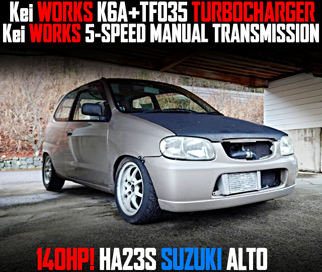 Kei WORKS K6A With TF035 TURBOCHARGER, Kei WORKS 5-SPEED MANUAL TRANSMISSION in the HA23S SUZUKI ALTO.