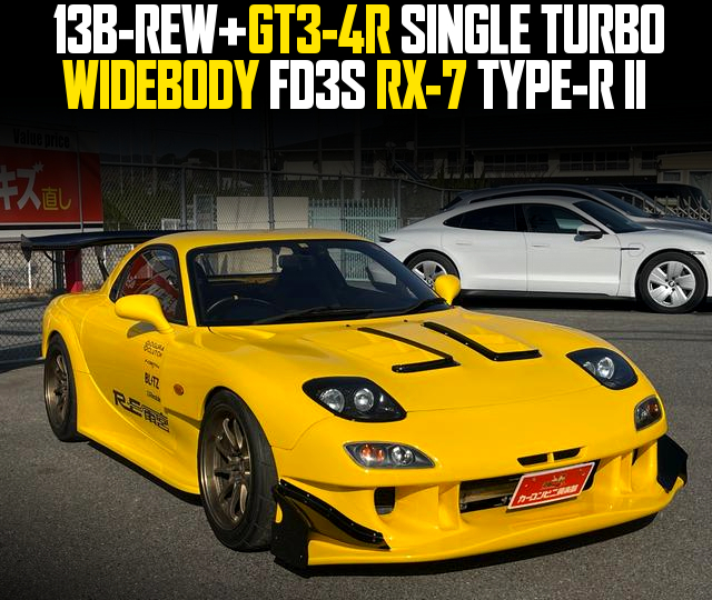 13B-REW With GT3-4R SINGLE TURBO in the WIDEBODY FD3S RX-7 TYPE-R II.