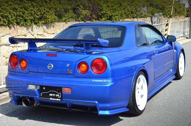 Rear exterior of R34 SKYLINE GT-R V-SPEC II.