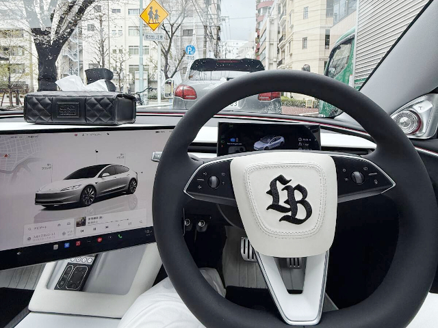 Driver side speed cluster of LB-E-WORKS WIDEBODY Tesla Model 3 Long Range AWD.