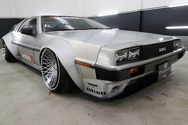Front exterior of One-Off Widebody DeLorean DMC-12.