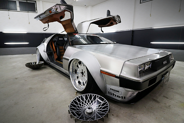 Doors open of One-Off Widebody DeLorean DMC-12.