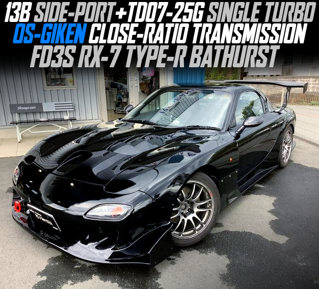 13B SIDE-PORT+TD07-25G SINGLE TURBO, OS-GIKEN CLOSE-RATIO TRANSMISSION, in the FD3S RX-7 TYPE-R BATHURST.