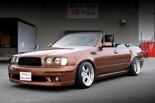 Front exterior of JDM VIP custom Y33 GLORIA AUTECH Convertible.