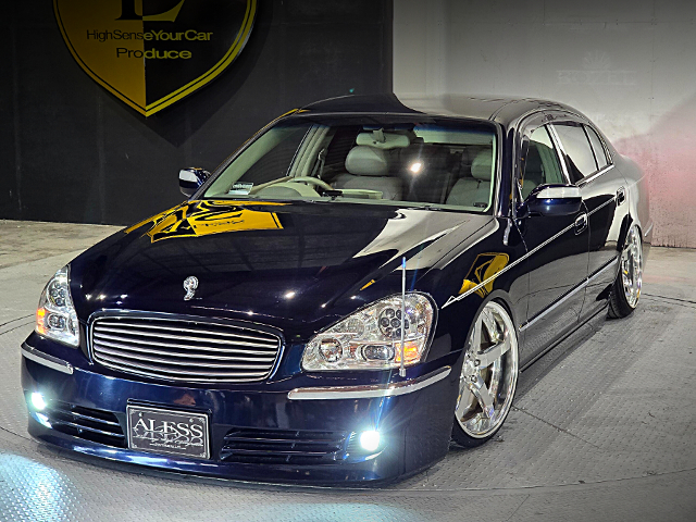 Front exterior of JDM VIP custom GF50 NISSAN CIMA 450VIP.