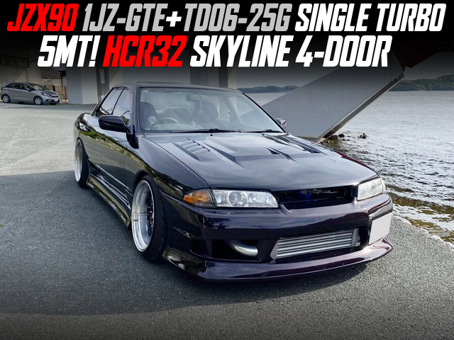 JZX90 1JZ-GTE+TD06-25G SINGLE TURBO in the HCR32 SKYLINE 4-DOOR of 5MT.