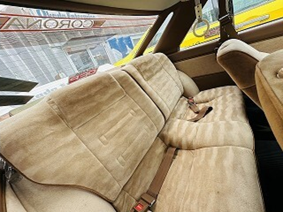 Backseat of 80s IMSA SILHOUETTO WIDEBODY ST140 CORONA 1800 EX SALOON.