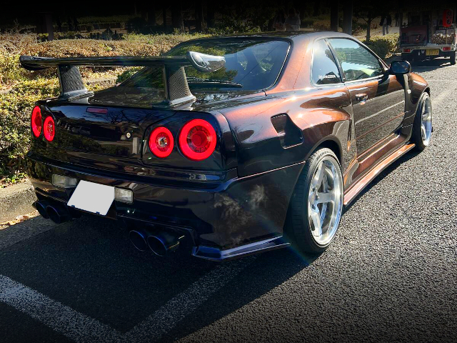 Rear exterior of URAS SUPER WIDEBODY ER34 SKYLINE 2-DOOR 25GT TURBO.