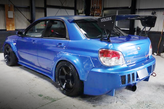 Rear exterior of WIDEBODY GDB HAWKEYE WRX STI.