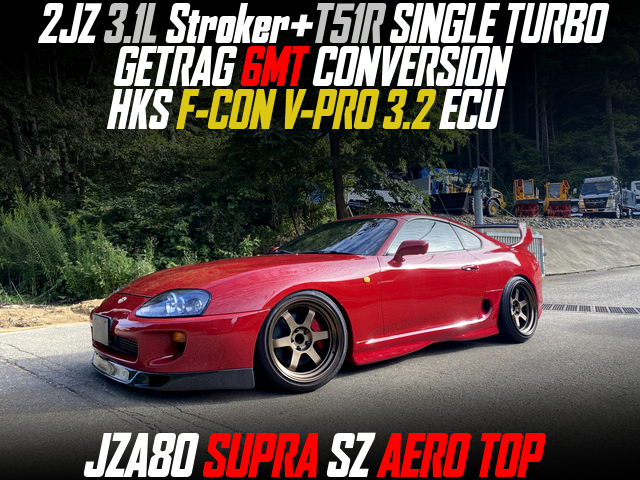2JZ 3.1L Stroker+T51R SINGLE TURBO, GETRAG 6MT CONVERSION, HKS F-CON V-PRO 3.2 ECU, in the JZA80 SUPRA SZ AERO TOP.