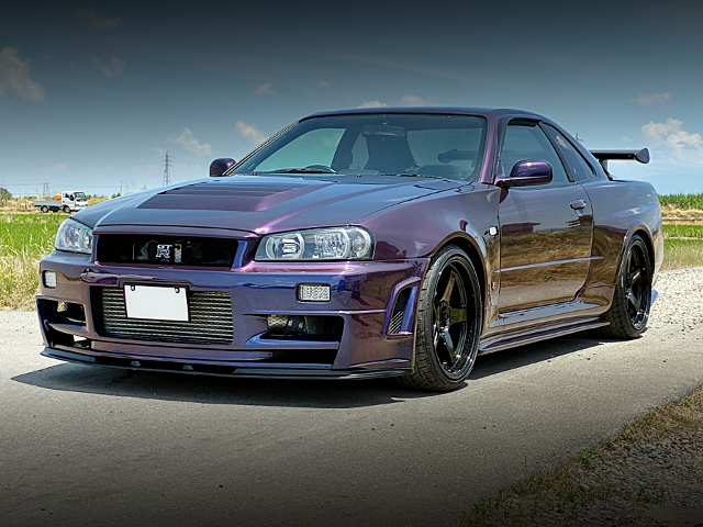 Front exterior of R34 SKYLINE GT-R V-SPEC MIDNIGHT PURPLE III.