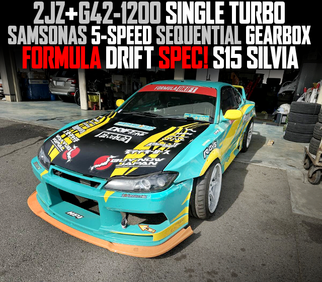 2JZ+G42-1200 SINGLE TURBO, SAMSONAS 5-SPEED SEQUENTIAL GEARBOX, in the FORMULA DRIFT SPEC S15 SILVIA.
