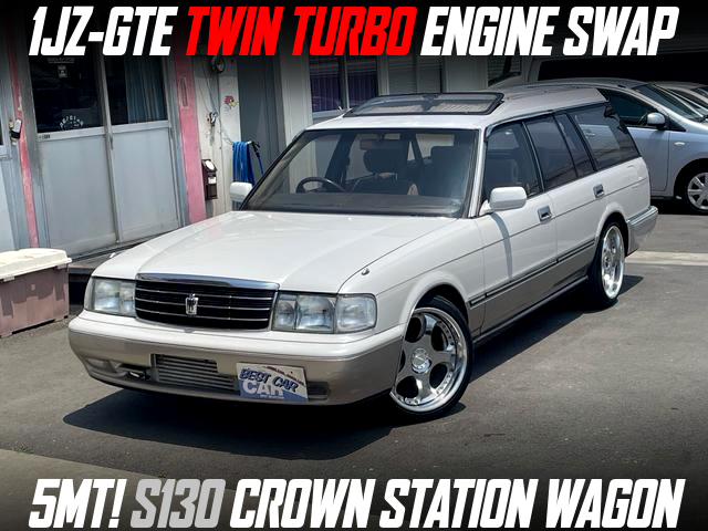 1JZ-GTE TWIN TURBO ENGINE swapped S130 CROWN STATION WAGON of 5MT.