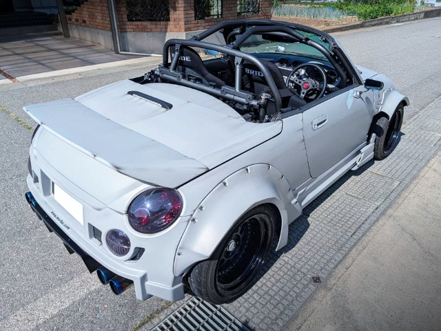 Rear exterior of JB-DET With DX30KAI TURBO in the MOFAC WIDEBODY L880K COPEN ACTIVE TOP.