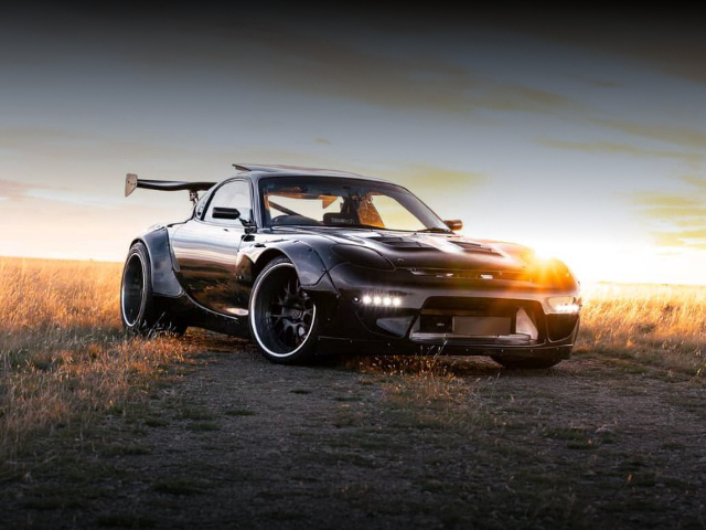 Front exterior of 650HP ROCKET BUNNY WIDEBODY FD3S MAZDA RX-7.