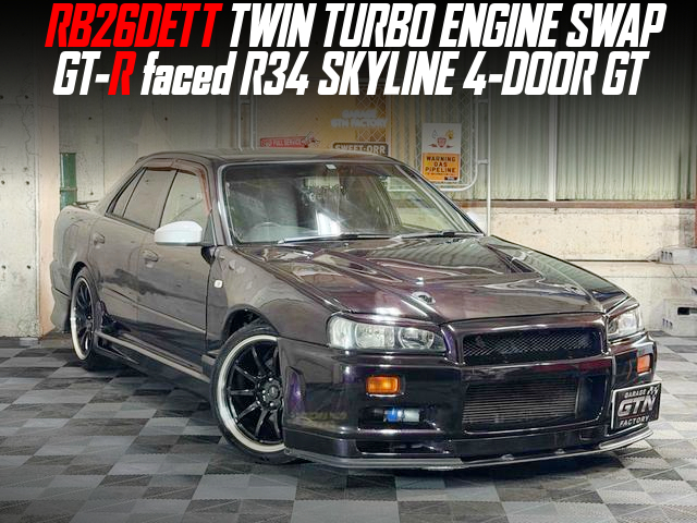 RB26DETT TWIN TURBO ENGINE swapped GT-R faced R34 SKYLINE 4-DOOR GT.