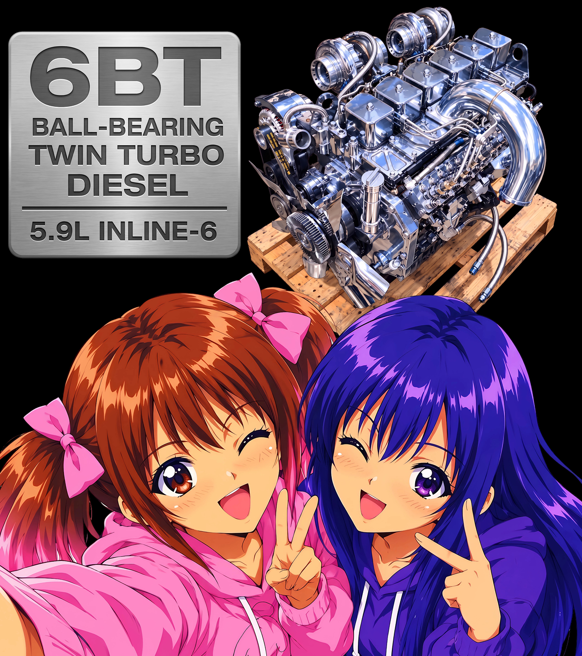 6BT ツインターボ ディーゼルエンジン × アニメガールズ