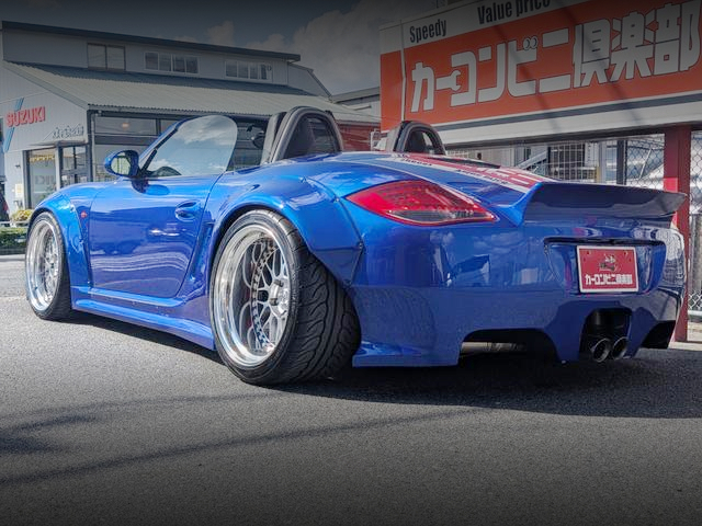 Rear exterior of TRA-KYOTO PANDEM WIDEBODY 987 PORSCHE BOXSTER.