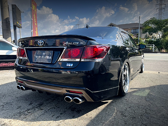 Rear exterior of SENSE BRAND DEMO CAR AWS210 CROWN HYBRID ATHLETE S BLACK STYLE.